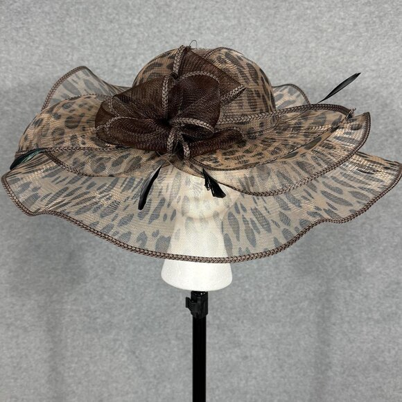 Leopard print and brown bow KENTUCKY DERBY or Church Service Hat. - Picture 1 of 7